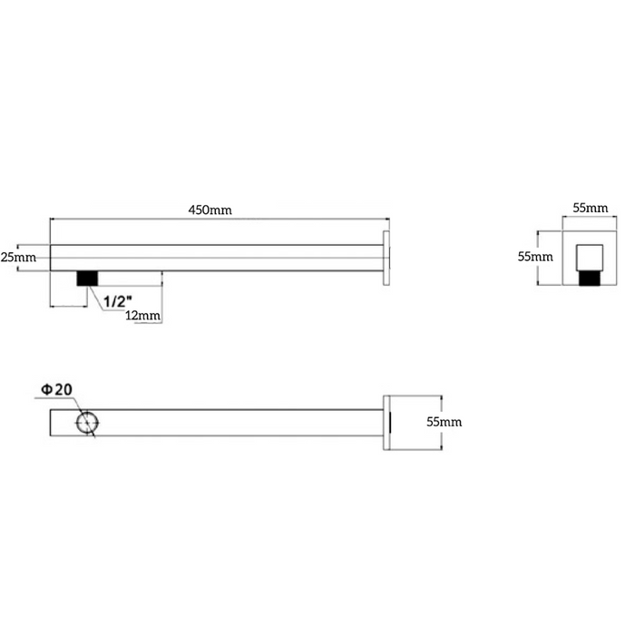 Cresta Wall Shower Arm Chrome - WP-450-S