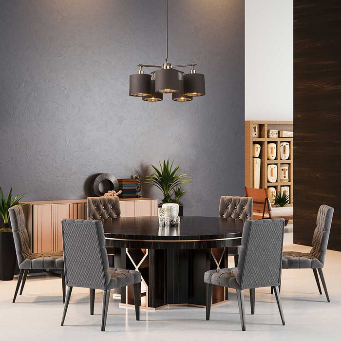 Balance 5 Light Pendant Brown & Polished Brass - BALANCE5-BRPB