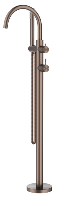 Mica Fluted Freestanding Bath Mixer With Hand Shower Dusk Bronze- BFM-HS-6-NR-DB