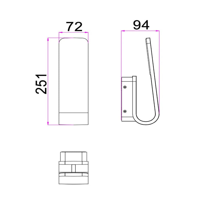 Buy Exterior Wall Lights Australia HAK Exterior Hook Wall Light Grey 3CCT - HAK1