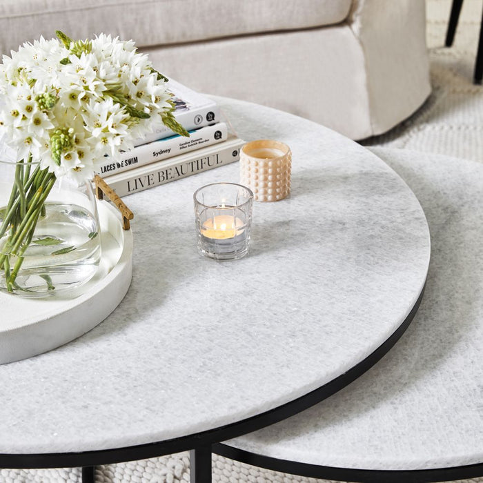 Chloe Stone Nesting Set of 2 Coffee & Side Tables Black - 31958