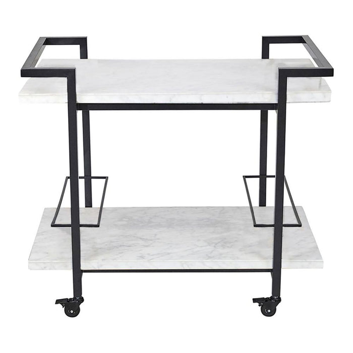 Franklin Marble Bar Cart White & Black - 32189