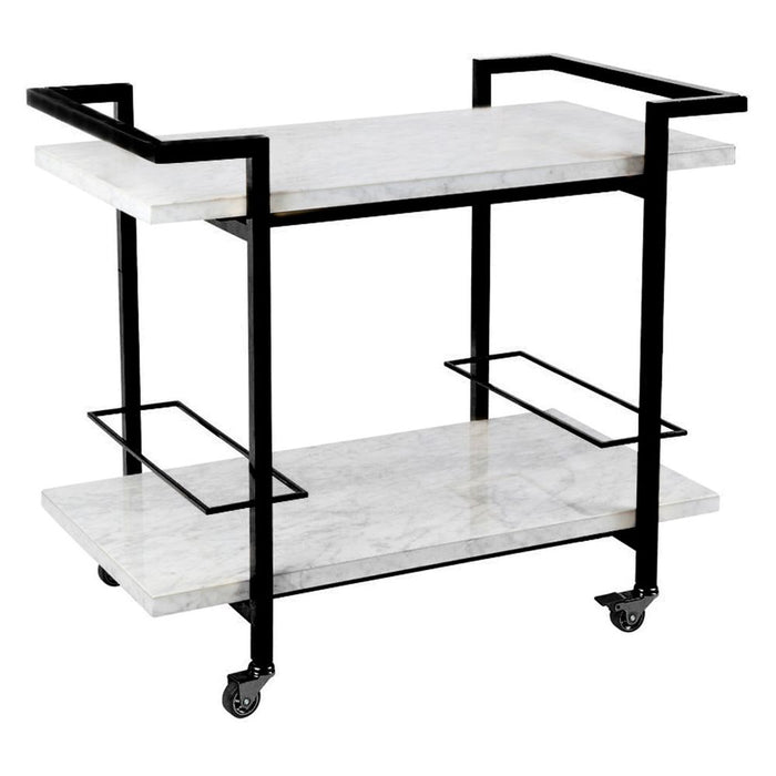 Franklin Marble Bar Cart White & Black - 32189