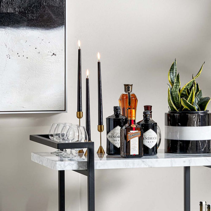 Franklin Marble Bar Cart White & Black - 32189