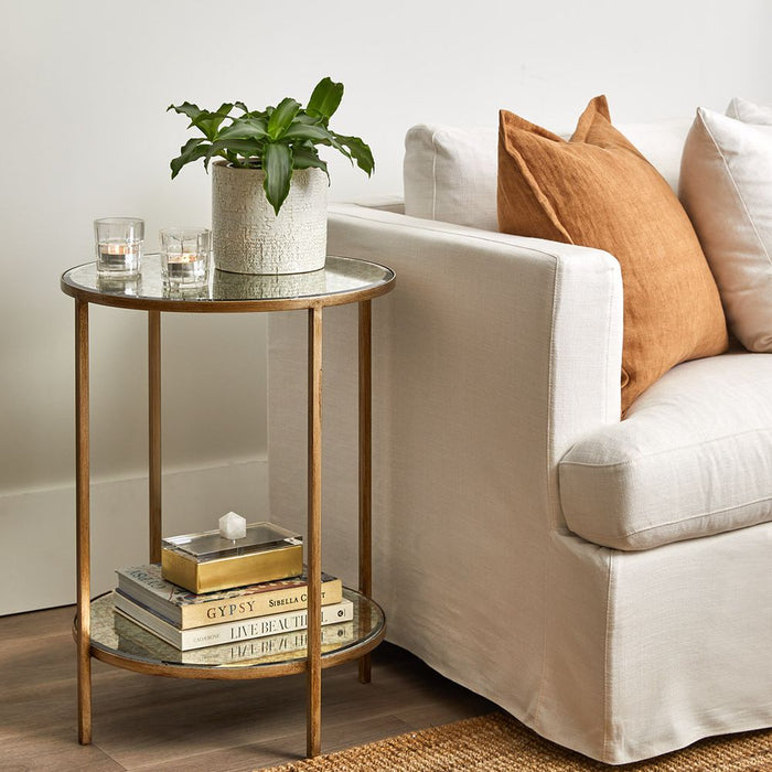 Cocktail Mirrored Side Table Antique Gold - 32190