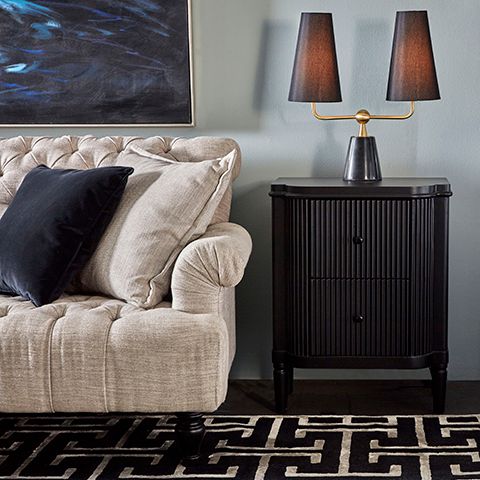 Arielle Ribbed Timber Bedside Table Black - 31936
