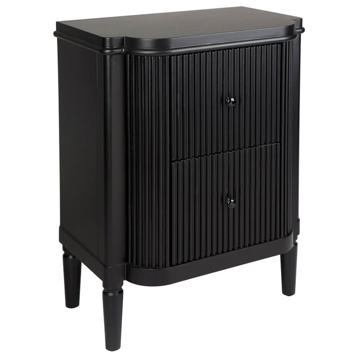 Arielle Ribbed Timber Bedside Table Black - 31936