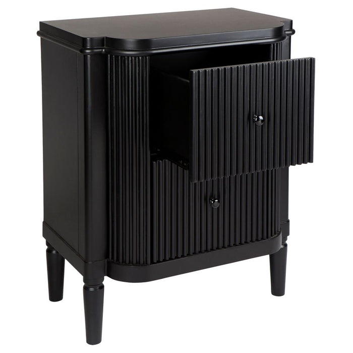 Arielle Ribbed Timber Bedside Table Black - 31936
