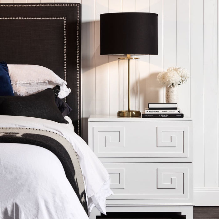 Greek Key Bedside Table White - 31708