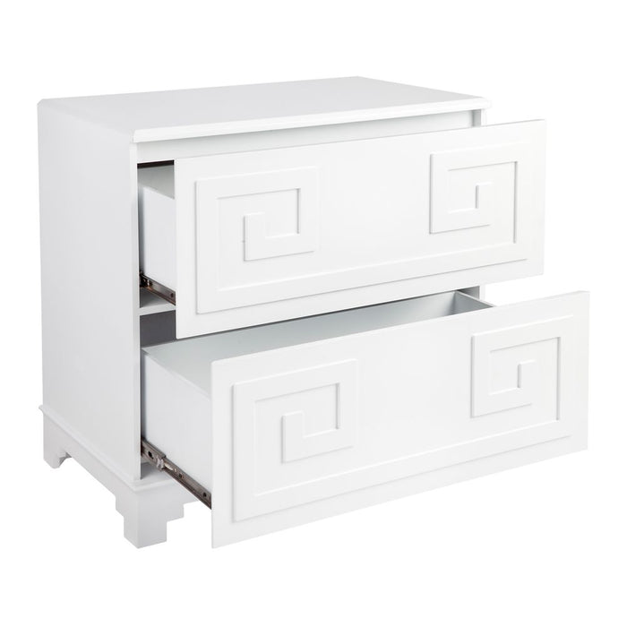 Greek Key Bedside Table White - 31708
