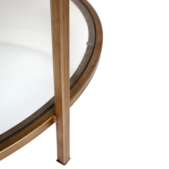 Cocktail Glass Round Coffee Table Antique Gold - 32408