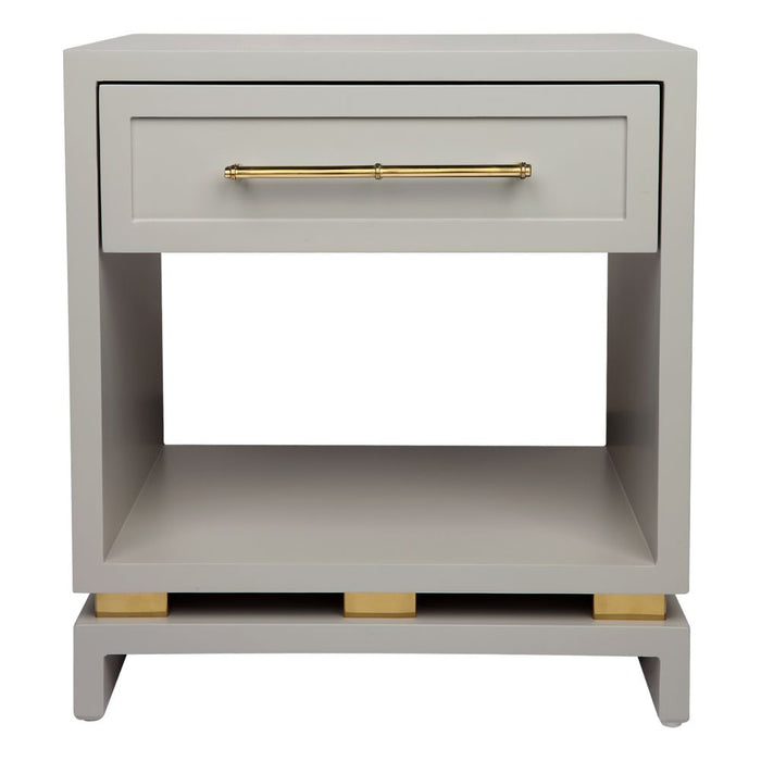 Pearl Small Bedside Table Grey Satin & Gold - 32430