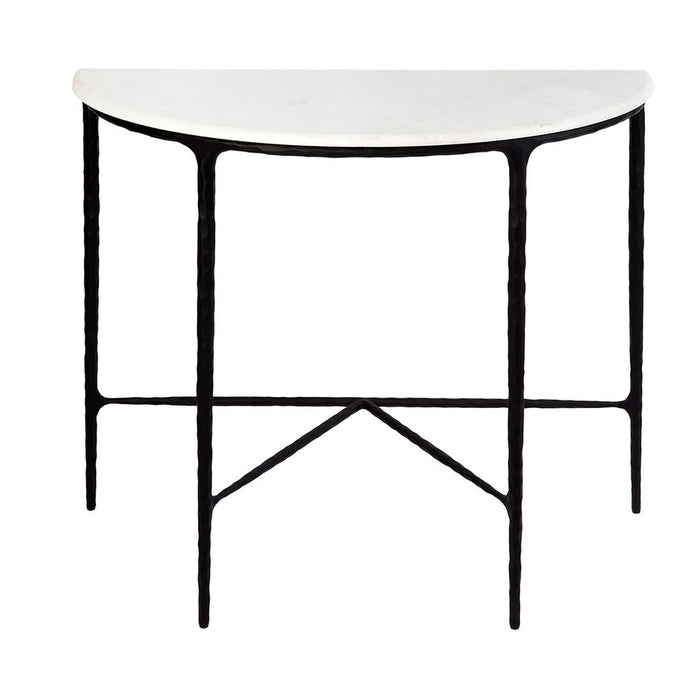 Heston Marble Demilune Console Table White & Black - B32169