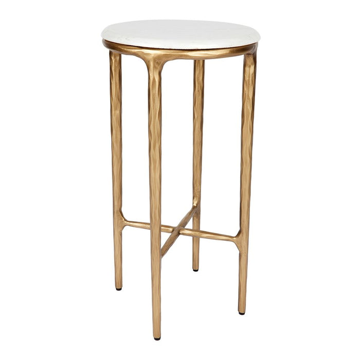 Heston Petite Side Table White & Brass - B32781