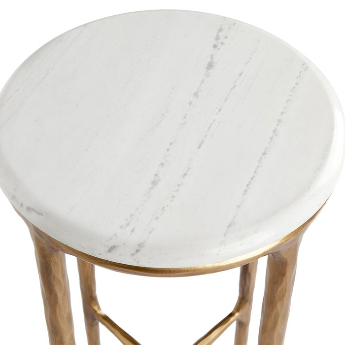 Heston Petite Side Table White & Brass - B32781
