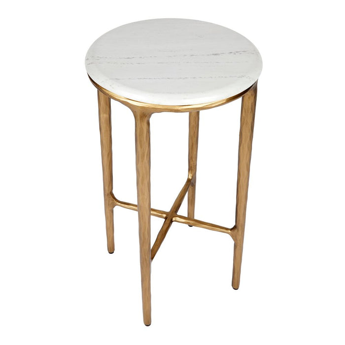 Heston Petite Side Table White & Brass - B32781