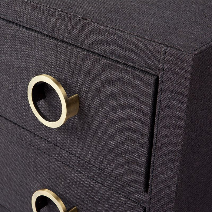 Astley Upholstered Bedside Table Charcoal & Brass - 32258