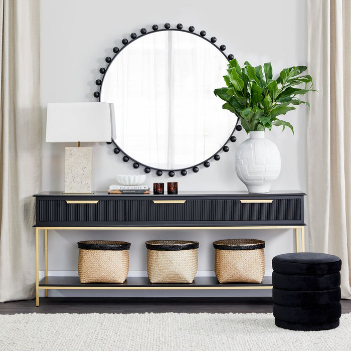 Aimee Large Console Table Satin Black & Gold - 33033