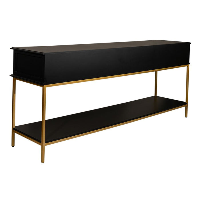 Aimee Large Console Table Satin Black & Gold - 33033