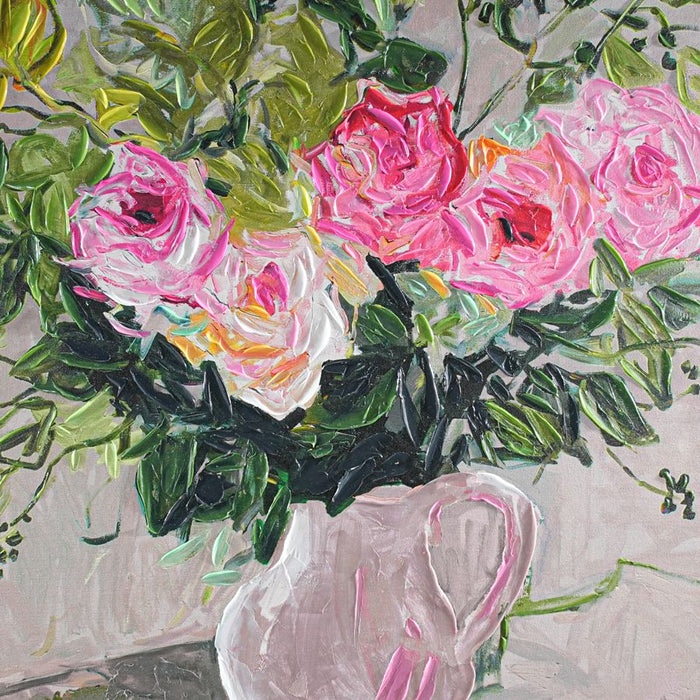 Pink Metal Florals Enhanced Canvas Print Natural & Nature - 53260