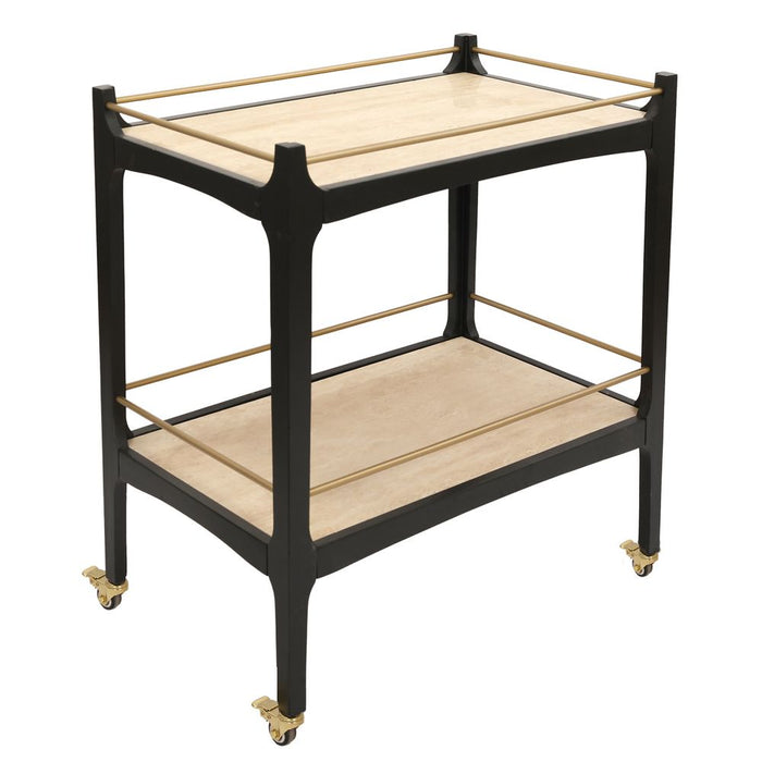 Ashley 760mm Bar Cart Black & Antique Gold - 33383