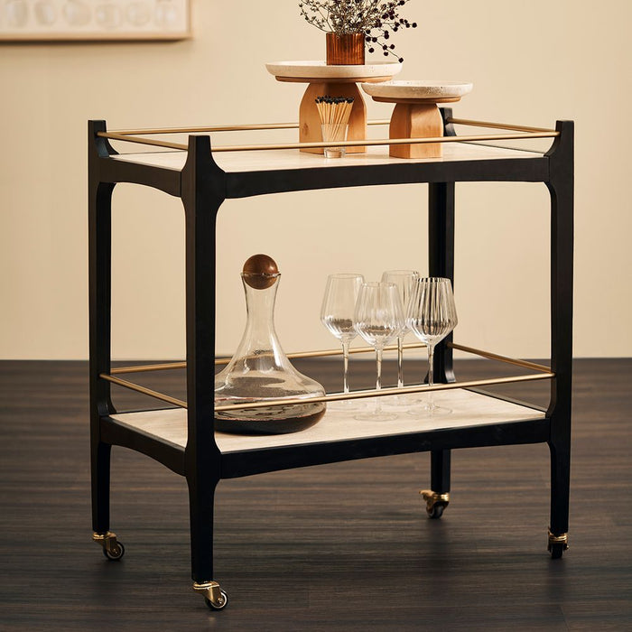 Ashley 760mm Bar Cart Black & Antique Gold - 33383