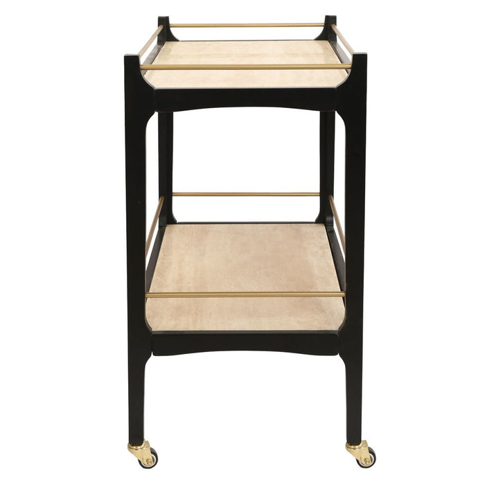 Ashley 760mm Bar Cart Black & Antique Gold - 33383