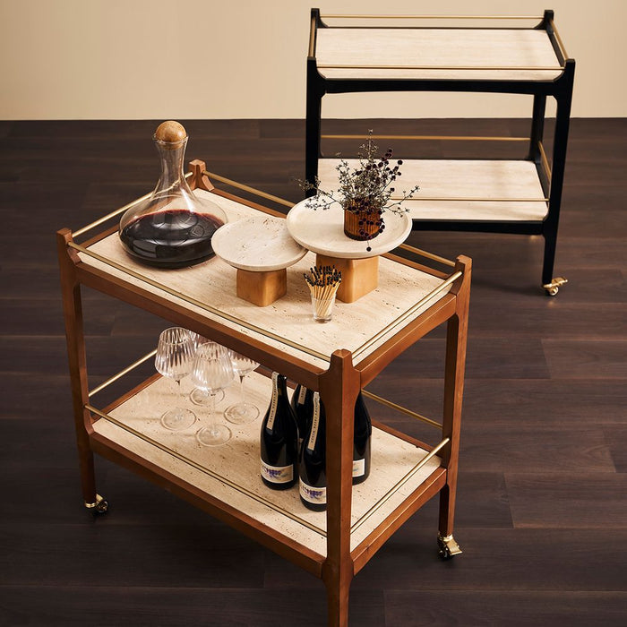 Ashley 760mm Bar Cart Black & Antique Gold - 33383