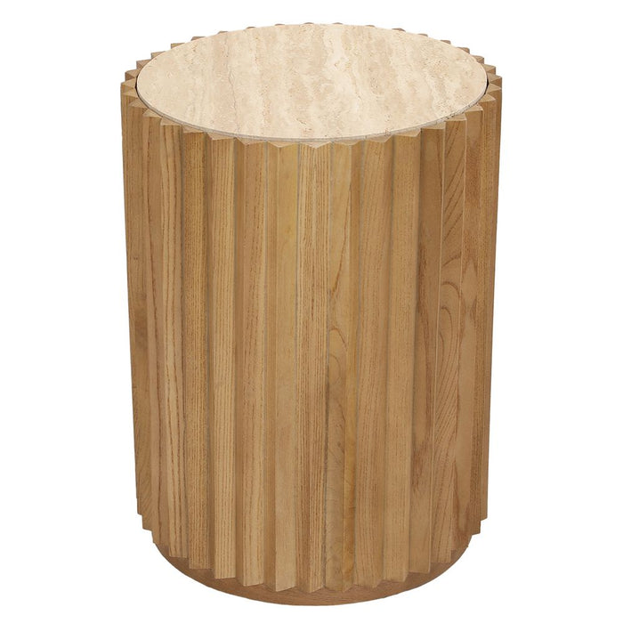 Carter Side Table Walnut & Travertine - 33367