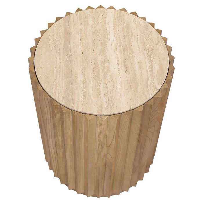 Carter Side Table Walnut & Travertine - 33367