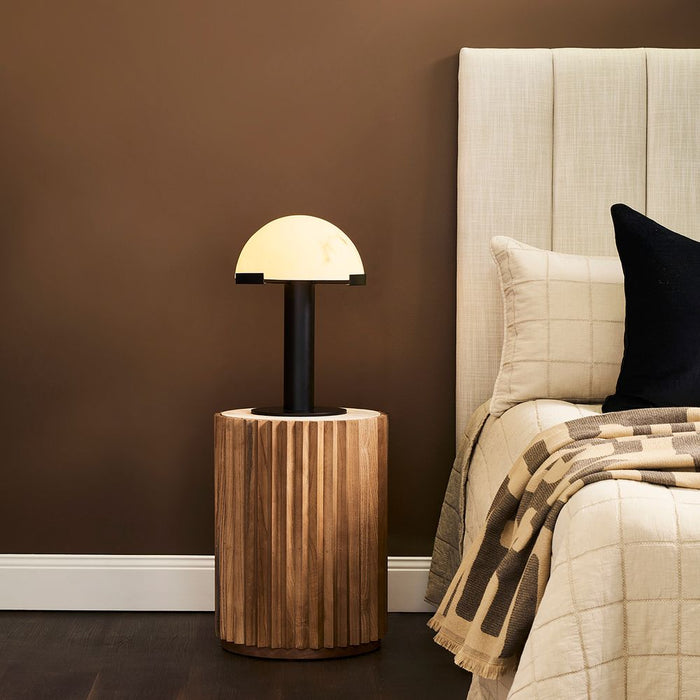 Carter Side Table Walnut & Travertine - 33367