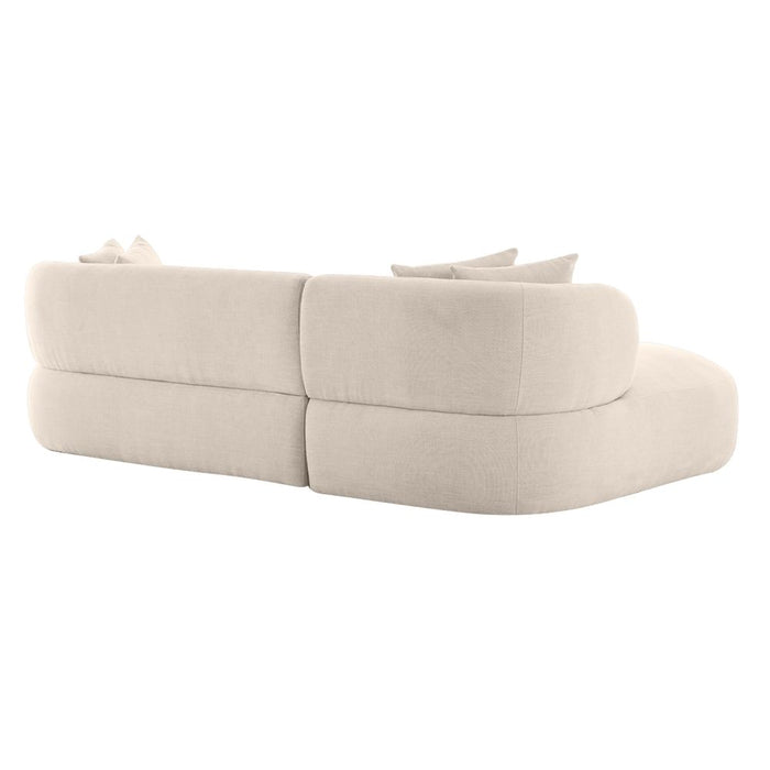 Greenwich Polyester 3 Seater Sofa With Left Chaise Natural Chenille - B33506