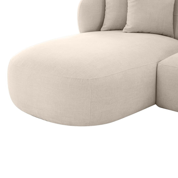 Greenwich Polyester 3 Seater Sofa With Left Chaise Natural Chenille - B33506