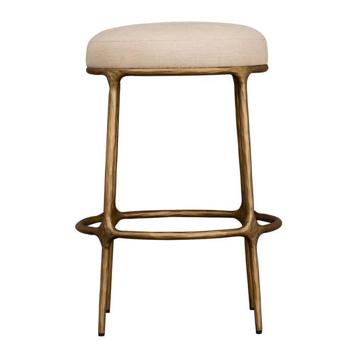 Heston Kitchen Stool Brass & Natural - 33183