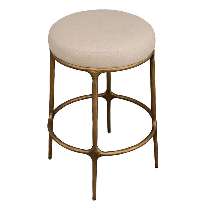 Heston Kitchen Stool Brass & Natural - 33183