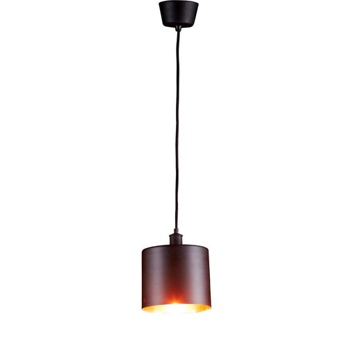 Buy Pendant Lights Australia Portofino Medium 1 Light Metal Drum Pendant Matt Black, Copper - ELPRTF23BLKCOP