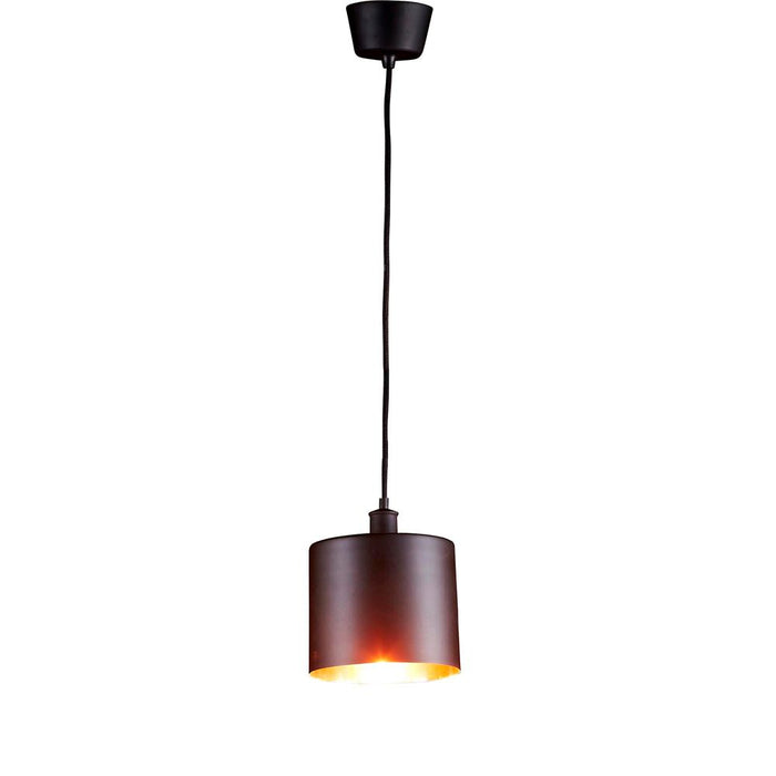 Buy Pendant Lights Australia Portofino Large 1 Light Metal Drum Pendant Matt Black, Copper - ELPRFT34BLKCOP