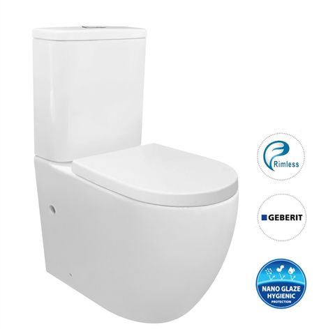 COSENZA Rimless Toilet Suite White Ceramic Standard Seat - ICTSPK