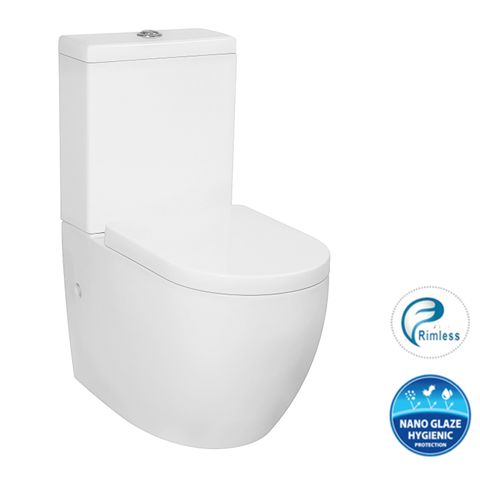 Deluso Rimless Toilet Suite White Ceramic Standard Seat - IDTSPKRL
