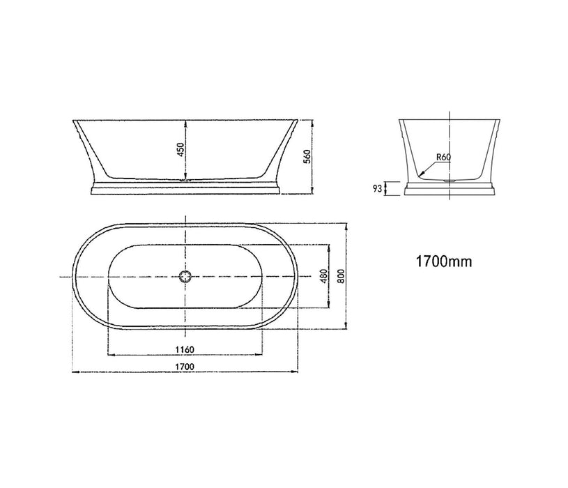 Hampton Free standing Bath Gloss white - OCBT-1700