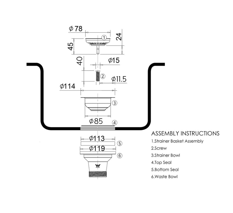Sink Basket Waste Matte Black - WK105MB