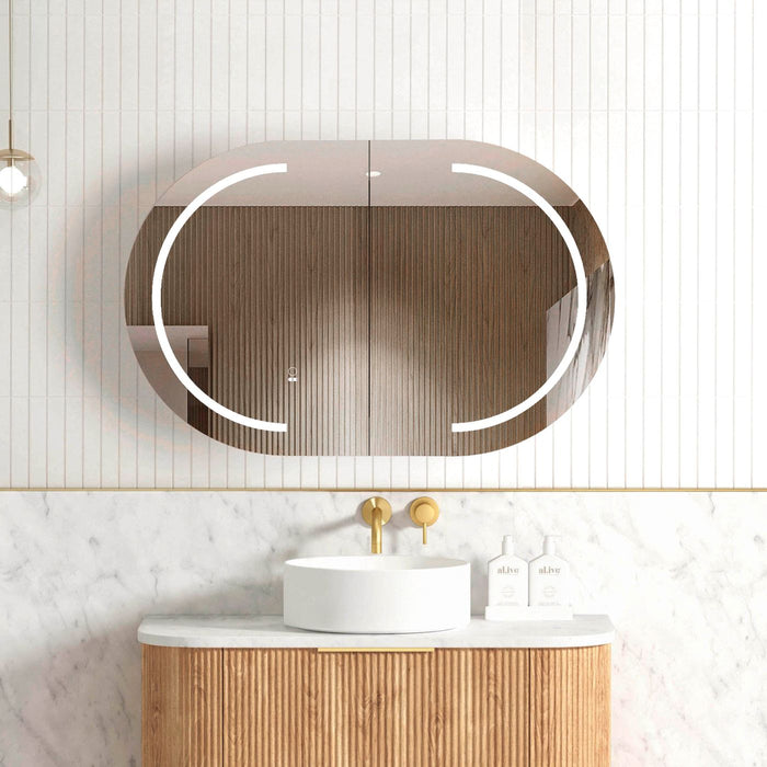 Bondi LED Shaving Cabinet 40W 6000K Natural Oak - LED-BOSV9060N