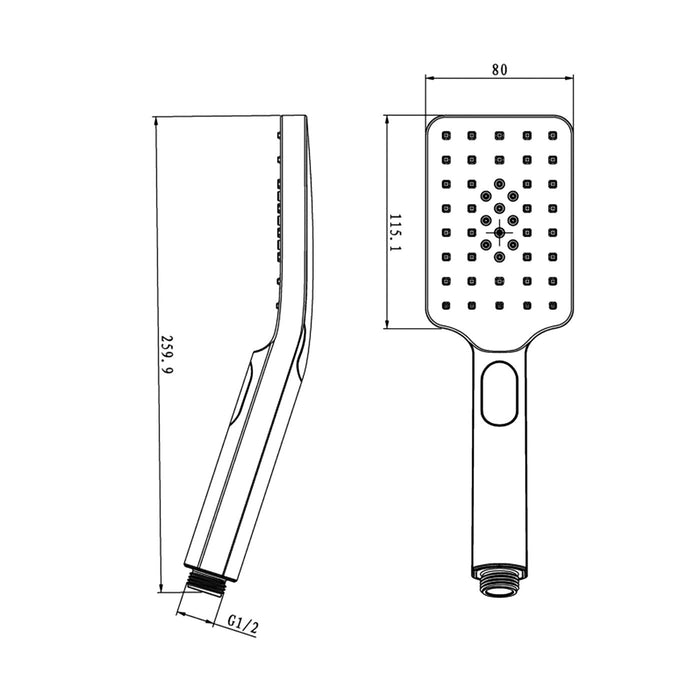 Oskar / Zevio 250mm Twin Shower Combo Top Inlet Gun Metal - TSSTI-GM10