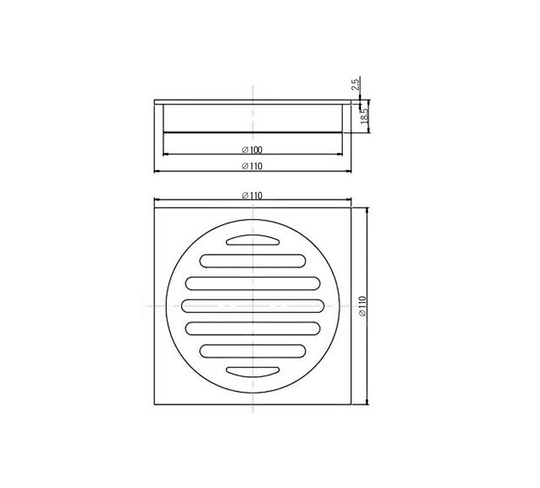 Square 110mm Floor Waste Chrome - ISWF02