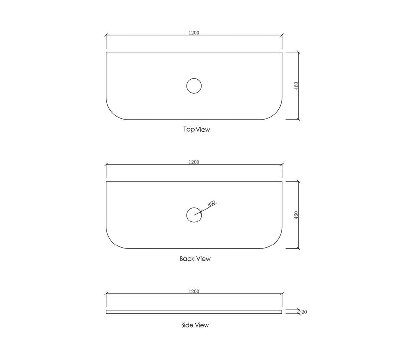 Bondi 1200x460x18 Natural Carrara Marble Top - STBO124NCA