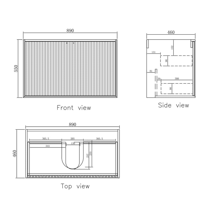 Marlo 900mm Wall Hung Vanity Matte Black - MA900B