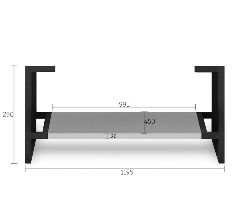Boston Legs and shelf Only 1200X450 Matte Grey - LEG-BOSTON1200G