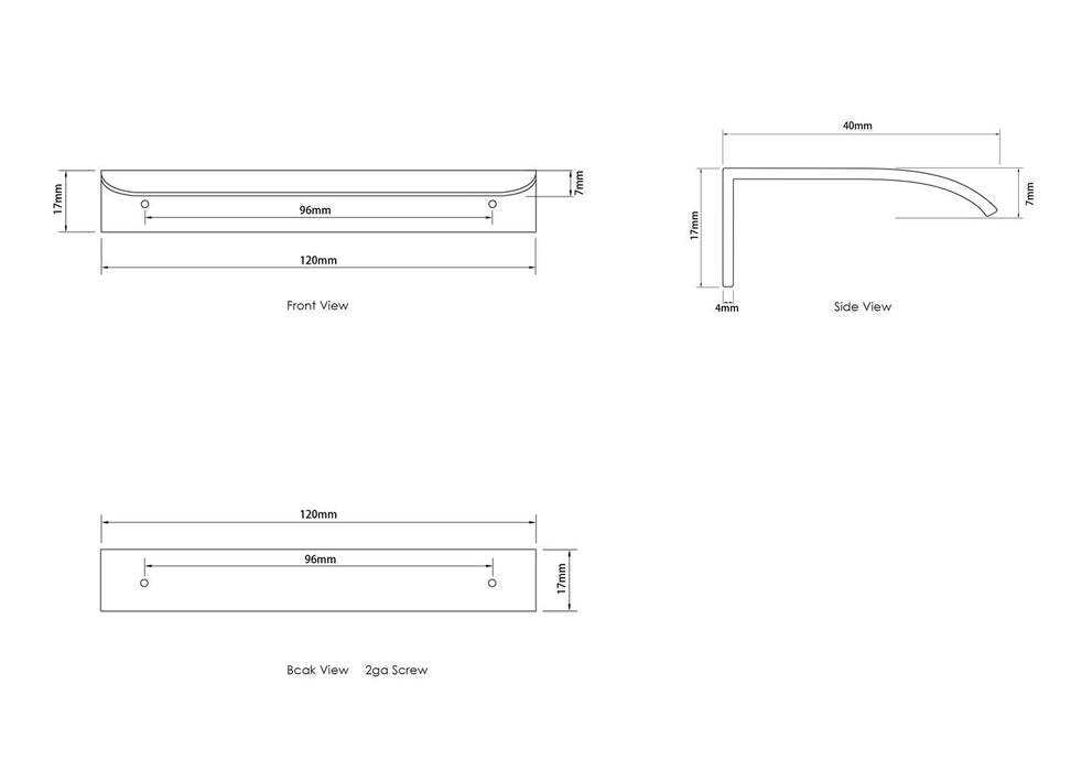 Hampshire 120mm Handle for 600mm Cabinet Brushed Nickel - HSHANDLE-BN