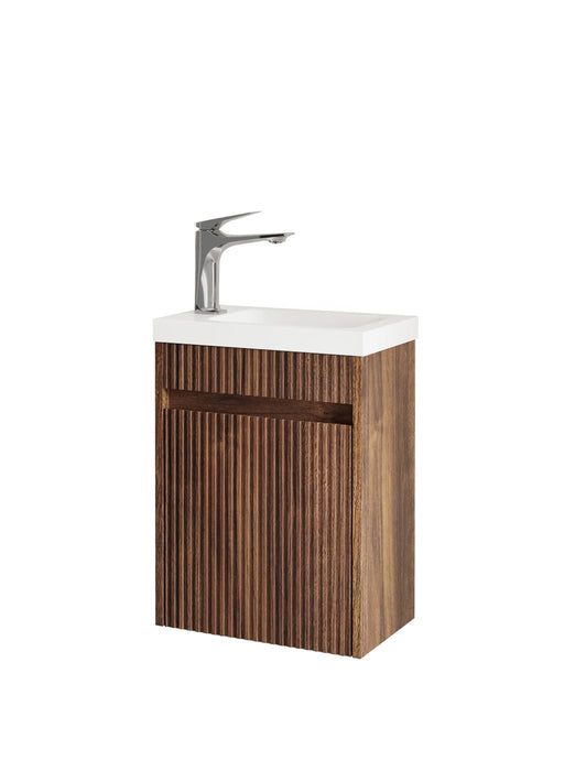 Mini 400mm Ensuite Fluted Vanity With Basin Sable Walnut - SP400SW