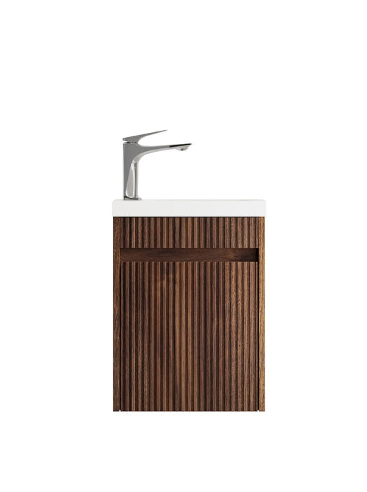 Mini 400mm Ensuite Fluted Vanity With Basin Sable Walnut - SP400SW